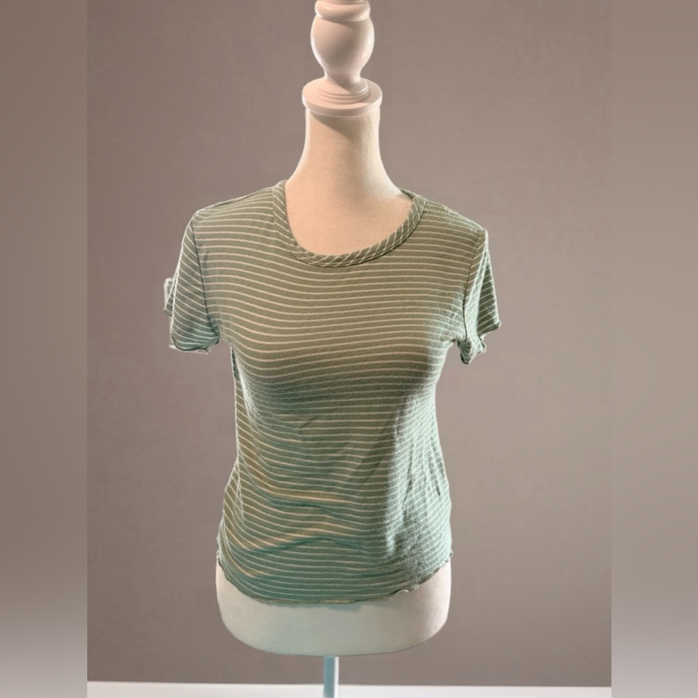 Olivia Rae Mint Striped Short Sleeve Tee